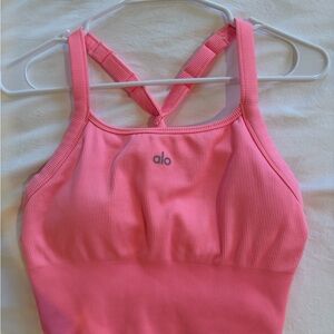 Alo Pink Ribbed Tank Top